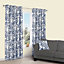 Charde Blue Meadow Lined Eyelet Curtains (W)228cm (L)228cm, Pair