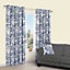 Charde Blue & white Meadow Lined Eyelet Curtains (W)117cm (L)137cm, Pair