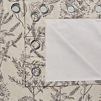 Charde Brown Meadow Lined Eyelet Curtains (W)117cm (L)137cm, Pair
