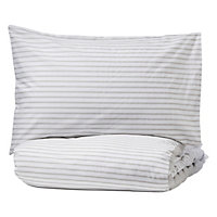 Charley Striped Grey Double Duvet cover & pillow case set