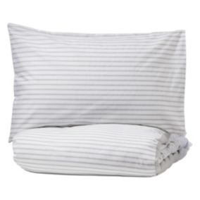 Charley Striped Grey Double Duvet cover & pillow case set
