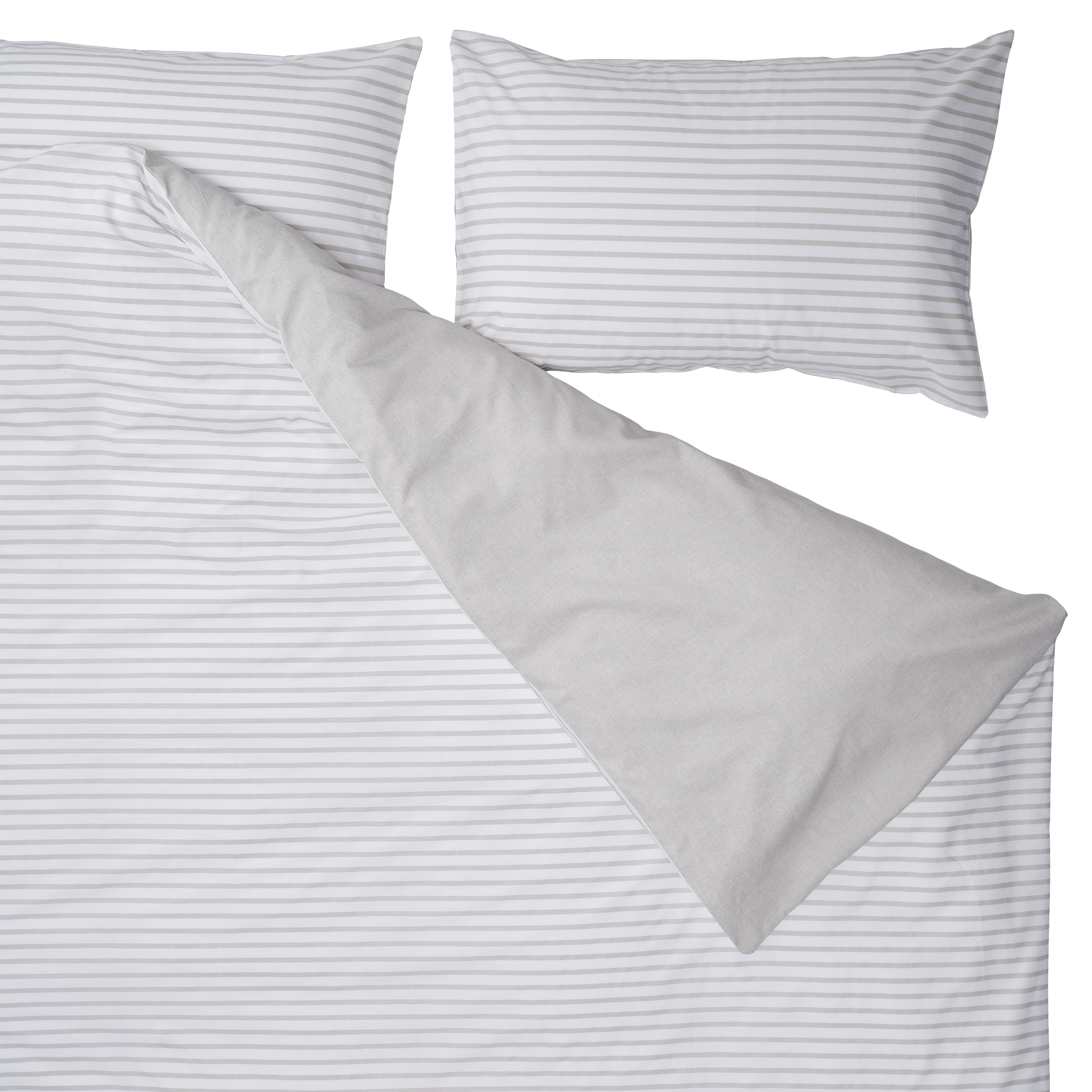 Charley Striped Grey King Duvet cover & pillow case set