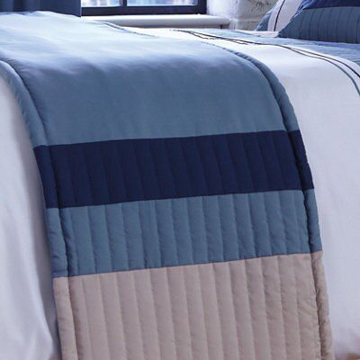 Chartwell Boston Blue & cream Striped Quilted Bed runner