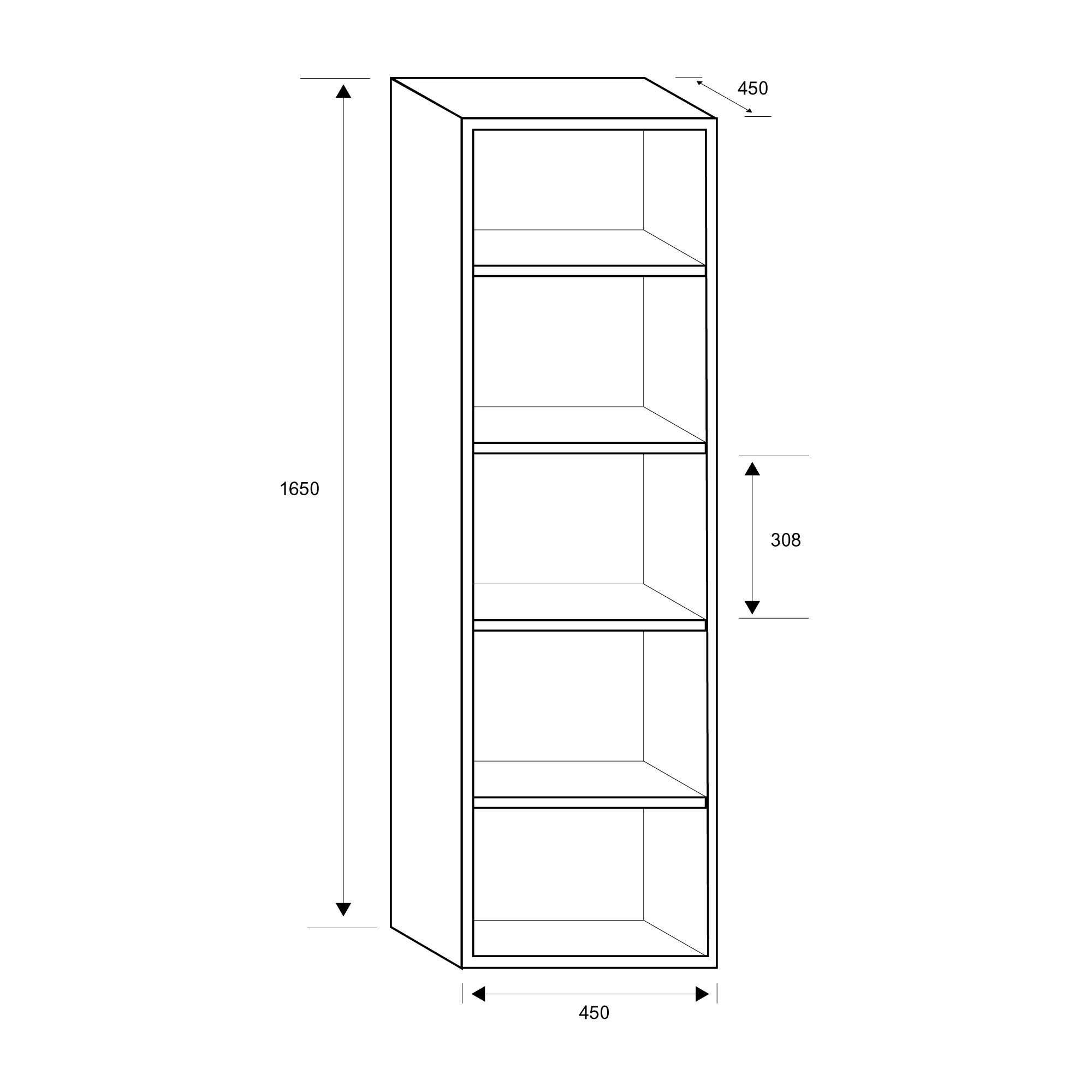 Chasewood Ascot Oak effect Freestanding 4 shelf Bookcase, (H)1650mm (W)920mm