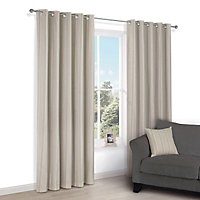 Chaylea Beige & green Striped Lined Eyelet Curtains (W)117cm (L)137cm, Pair