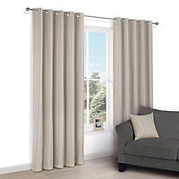 Chaylea Green Striped Lined Eyelet Curtains (W)167cm (L)228cm, Pair