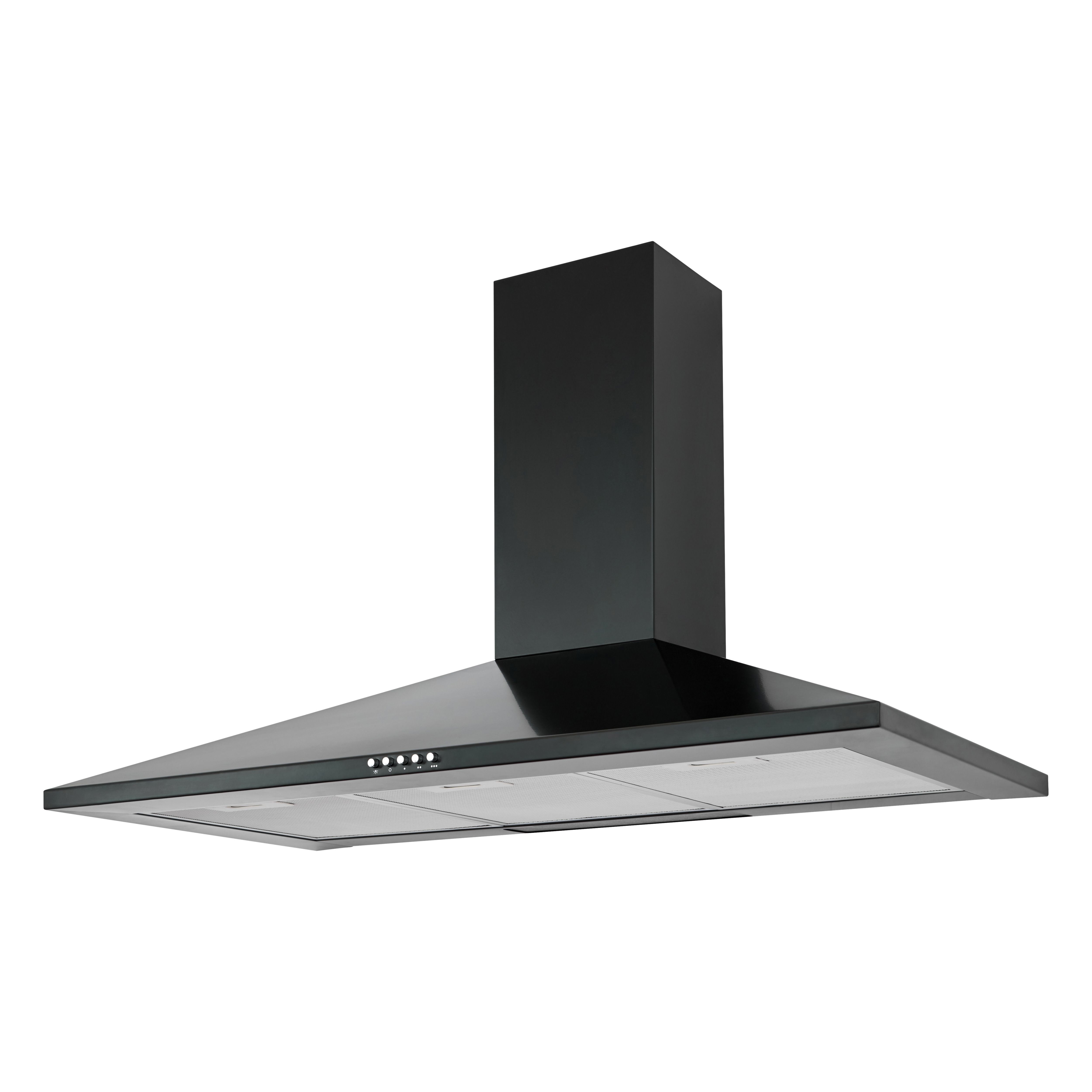 CHB90 Black Steel Chimney Cooker hood, (W)90cm