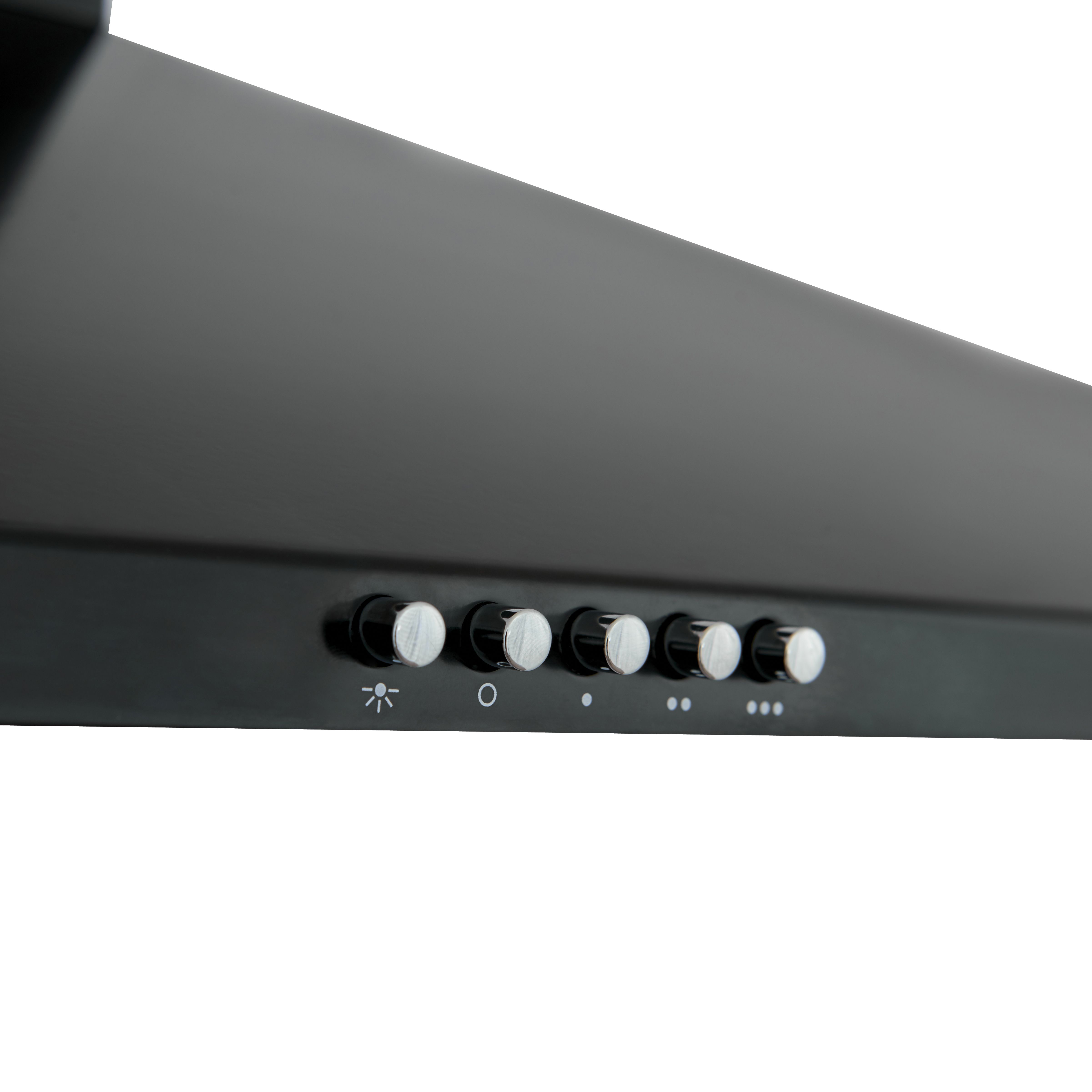 CHB90 Black Steel Chimney Cooker hood, (W)90cm