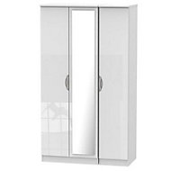 Chelsea Contemporary Mirrored Gloss white Tall Triple Wardrobe (H)1970mm (W)1110mm (D)530mm