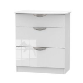 Chelsea Gloss white MDF 3 Drawer Deep Chest of drawers (H)885mm (W)765mm (D)415mm