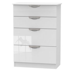 Chelsea Gloss white MDF 4 Drawer Deep Chest of drawers (H)1075mm (W)765mm (D)415mm
