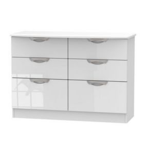 Chelsea Gloss white MDF 6 Drawer Midi Chest of drawers (H)795mm (W)1120mm (D)415mm