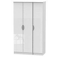 Chelsea Ready assembled Contemporary Gloss white Tall Triple Wardrobe (H)1970mm (W)1110mm (D)530mm