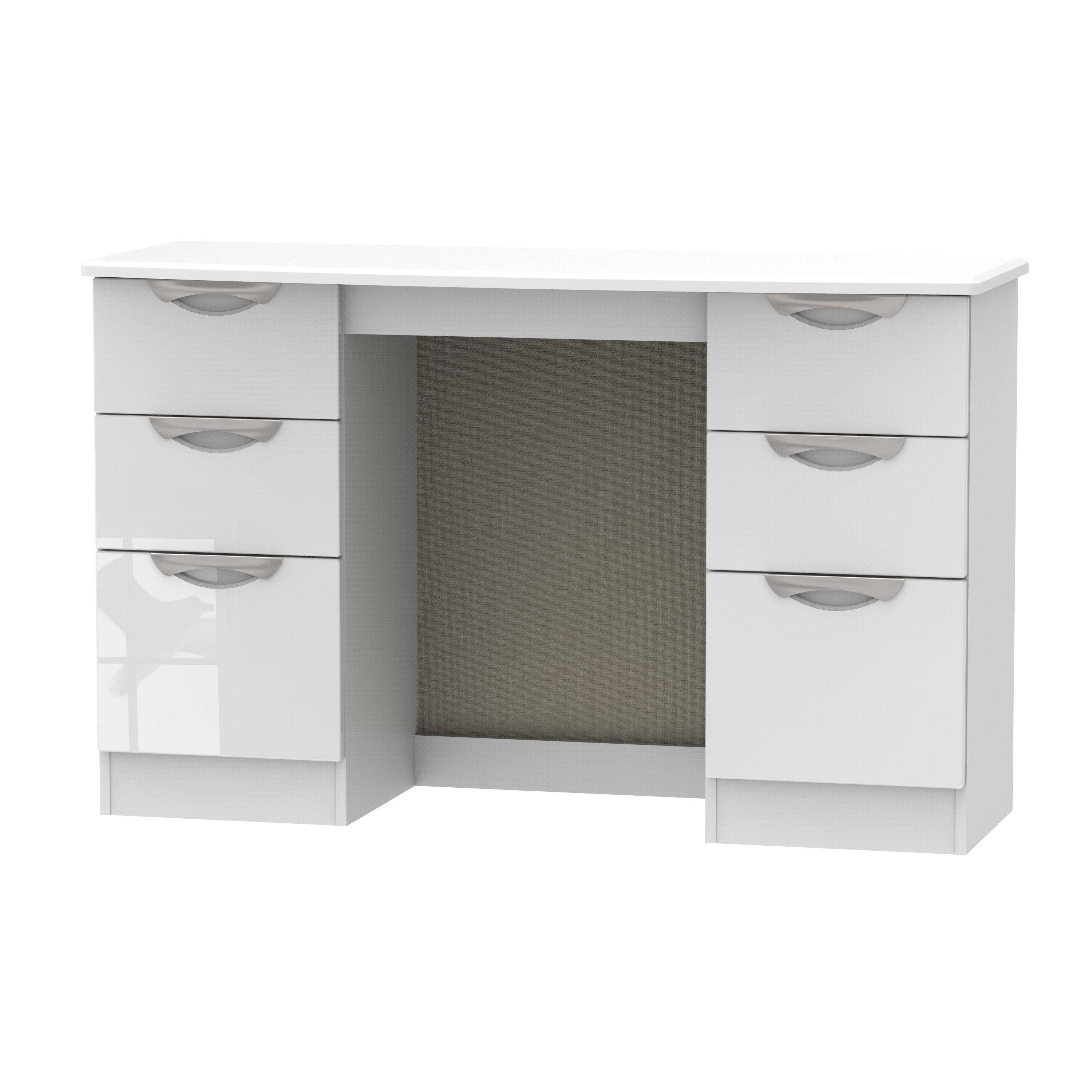 White gloss desk store with storage