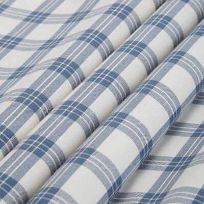 Chenoa Blue & white Check Lined Eyelet Curtains (W)228cm (L)228cm, Pair
