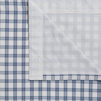 Chenoa Blue & white Check Lined Pencil pleat Curtains (W)167cm (L)228cm, Pair