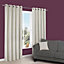 Cherelle Limestone Striped Lined Eyelet Curtains (W)117cm (L)137cm, Pair