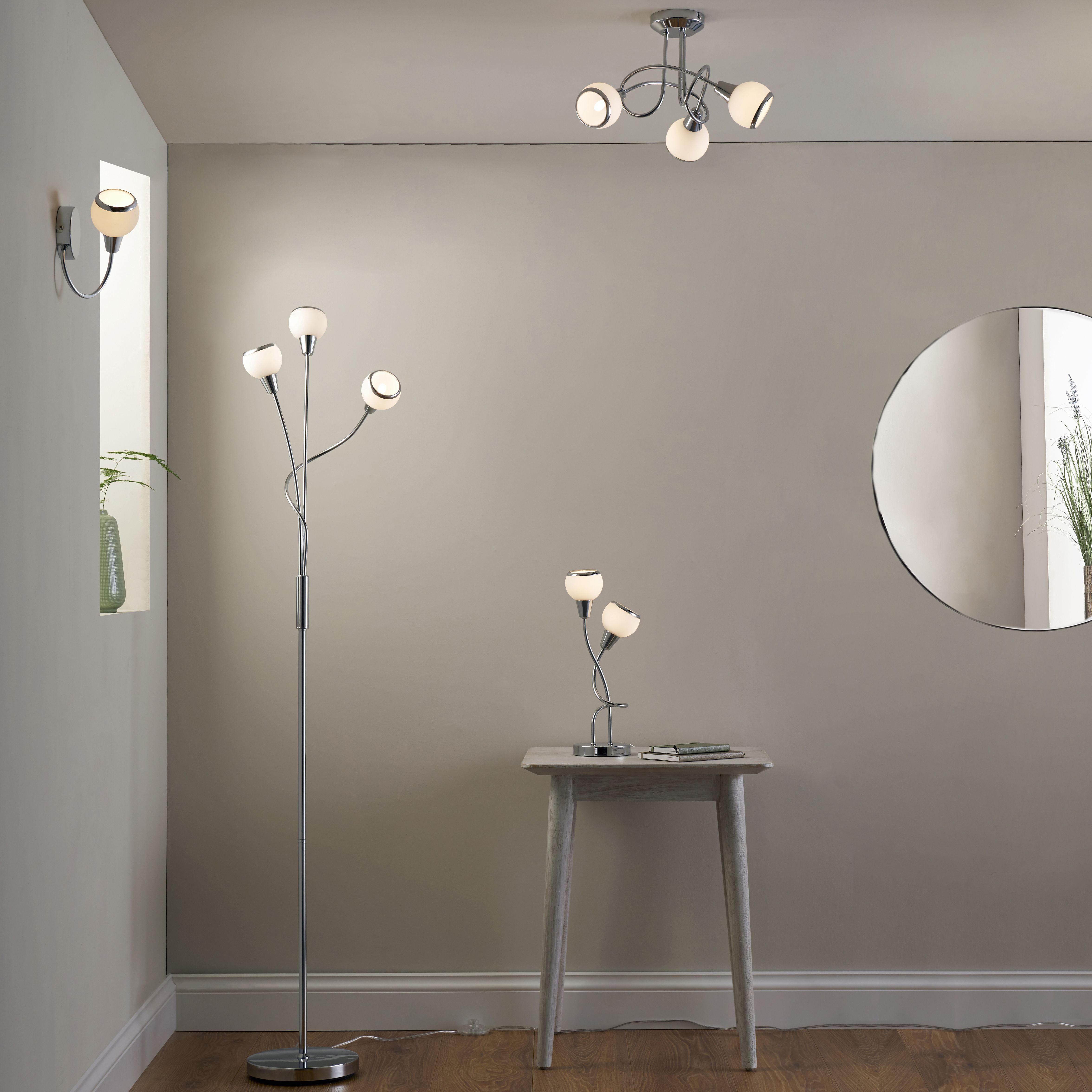 Cherika Swirl Polished Chrome effect Table light