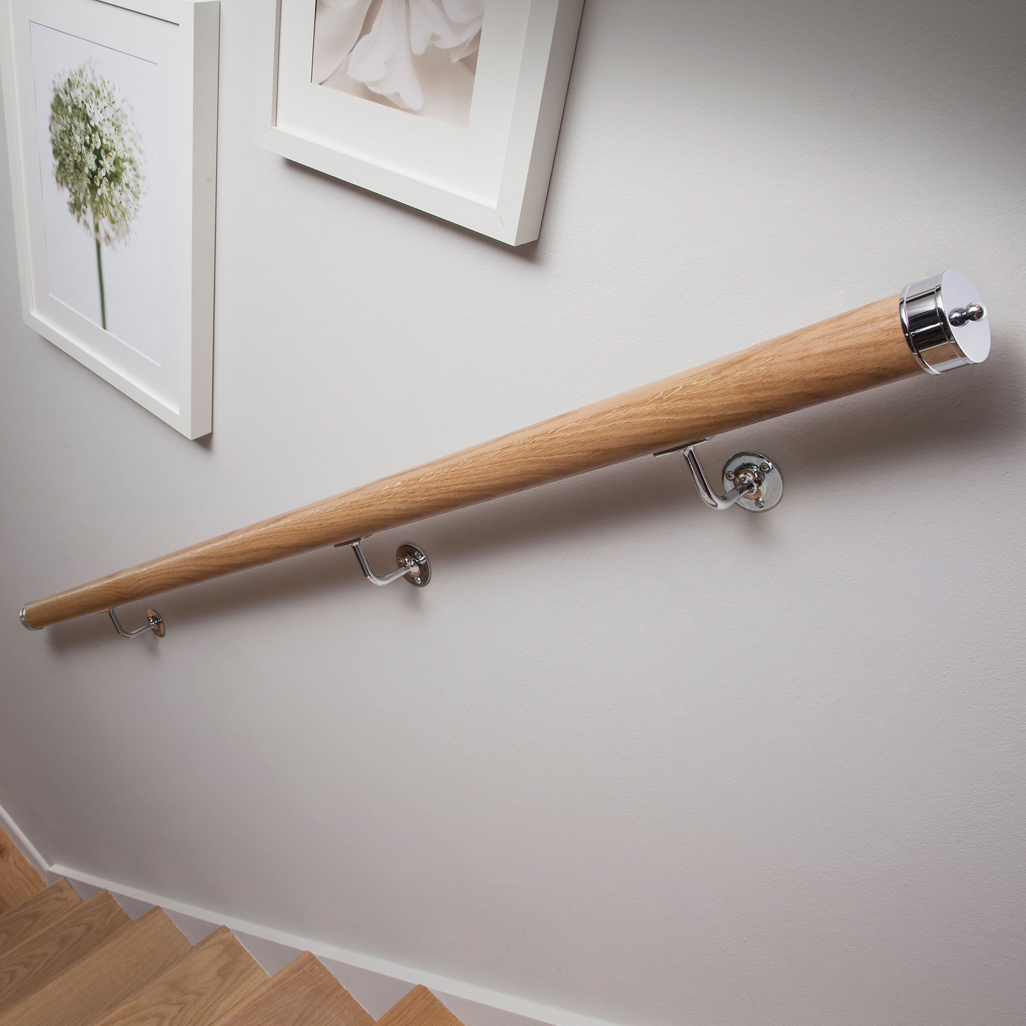 Cheshire Mouldings Natural White oak Mopstick Handrail, (L)3.6m (D)54mm (H)51mm