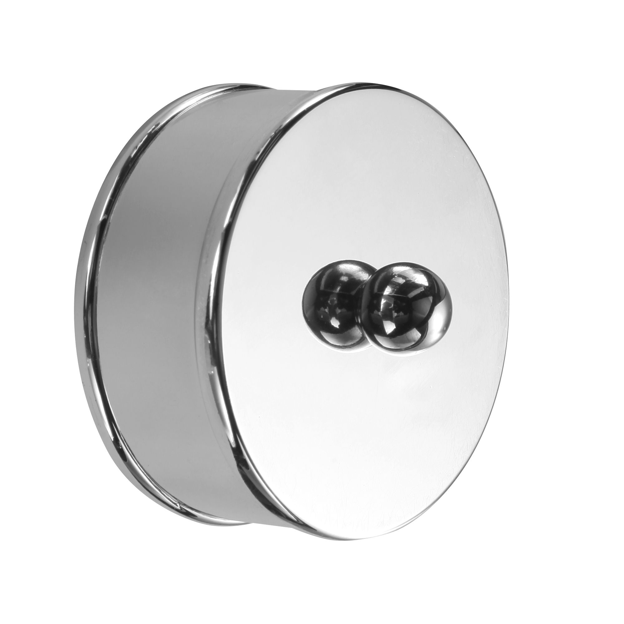 Cheshire Mouldings Round Polished Silver Metal Chrome-plated Medium Handrail end cap (L)26mm (Dia)60mm (W)60mm, Pair