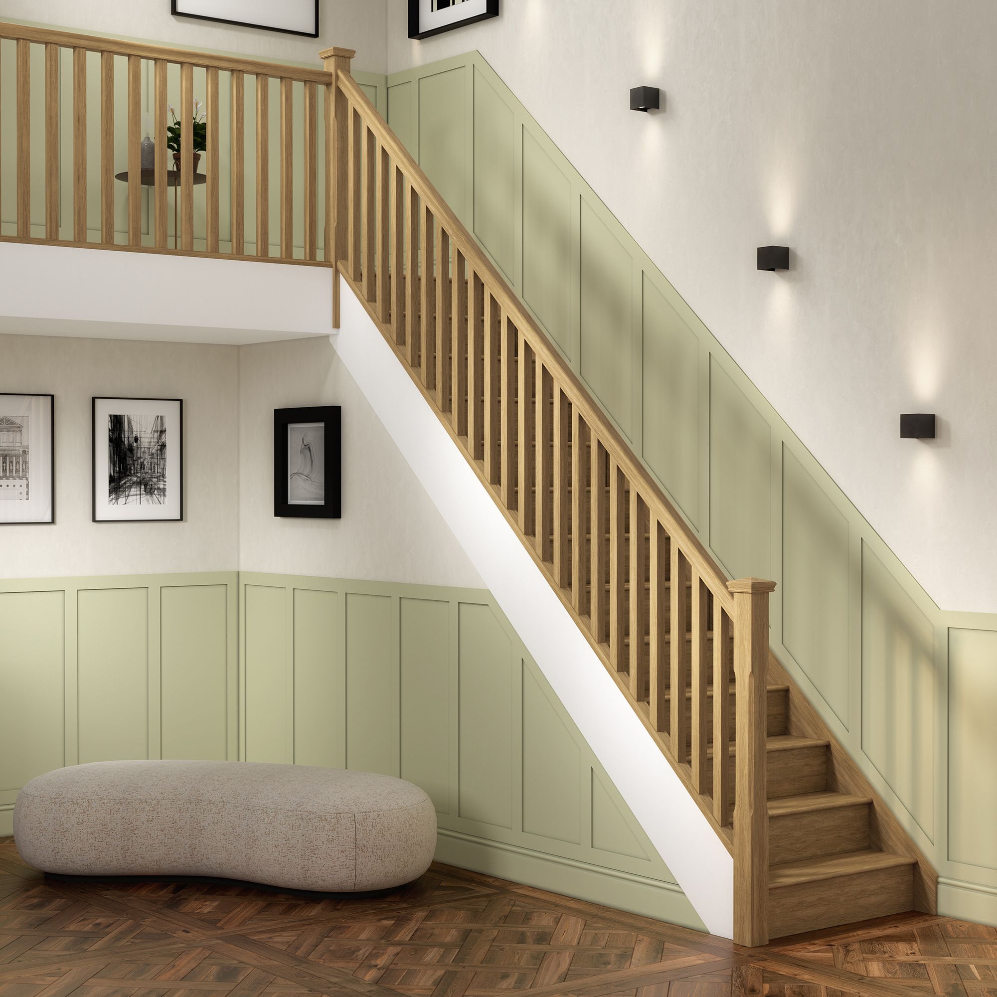 Cheshire Mouldings Stop chamfer Natural Oak Newel (H)90mm (W)90mm