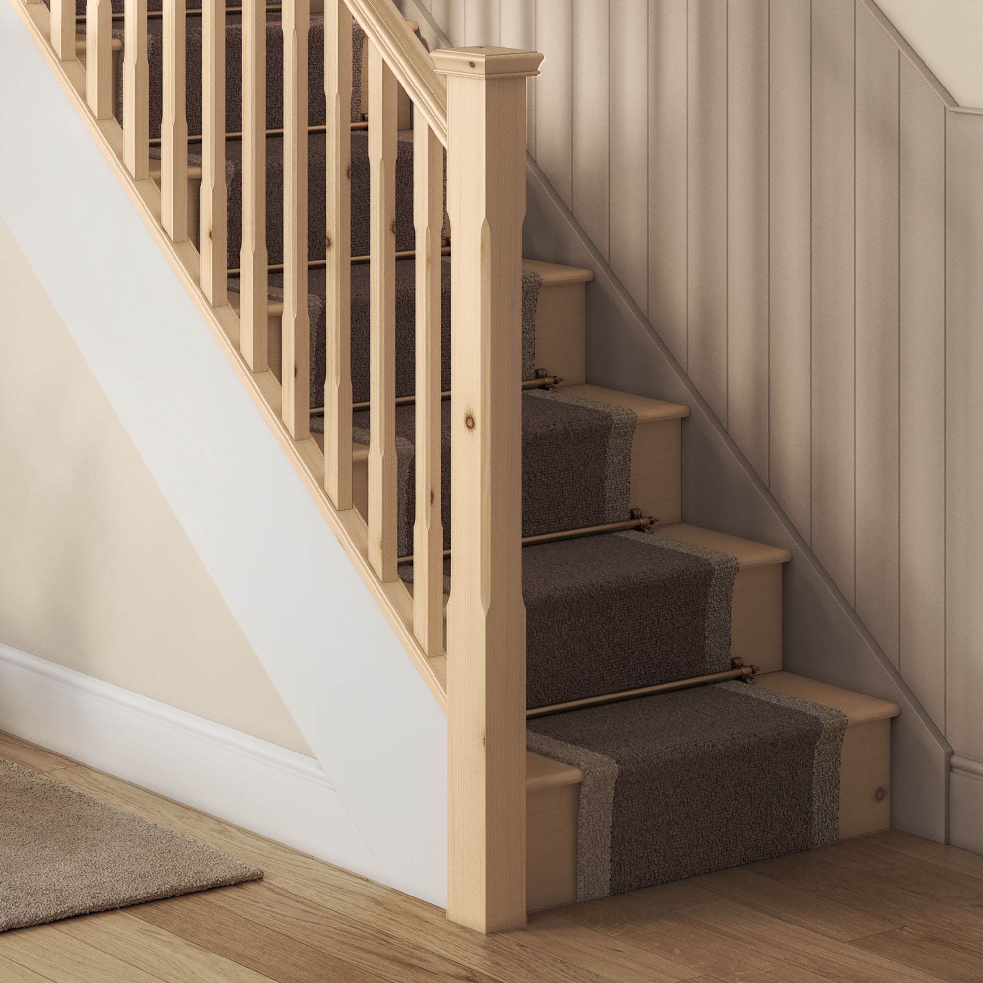 Cheshire Mouldings Stop chamfer Natural Pine Newel (H)82mm (W)82mm