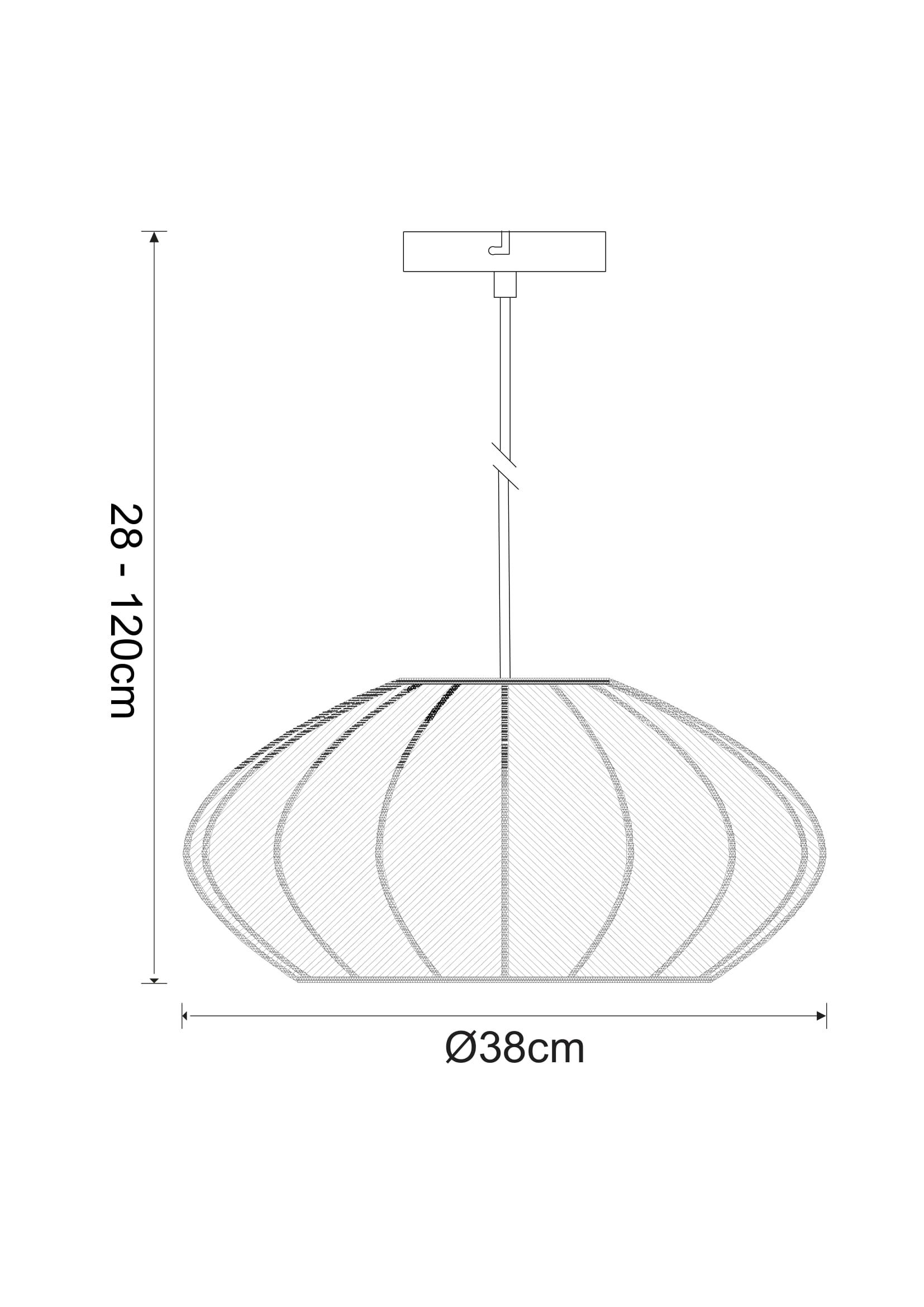 Chevra Pendant Matt Rattan & steel Brown Ceiling light
