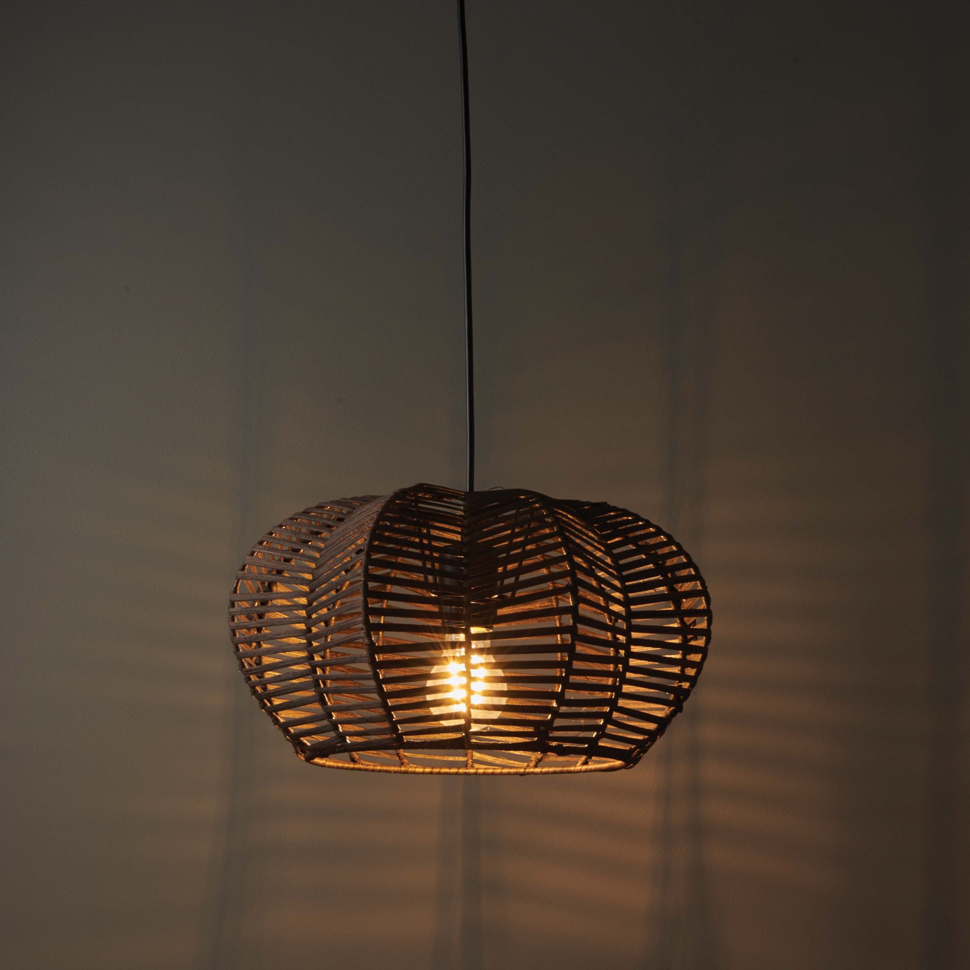 Chevra Pendant Matt Rattan & steel Brown Ceiling light | DIY at B&Q