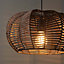 Chevra Pendant Matt Rattan & steel Brown Ceiling light