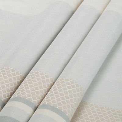 Cheyla Duck egg Stripe Lined Eyelet Curtains (W)228cm (L)228cm, Pair