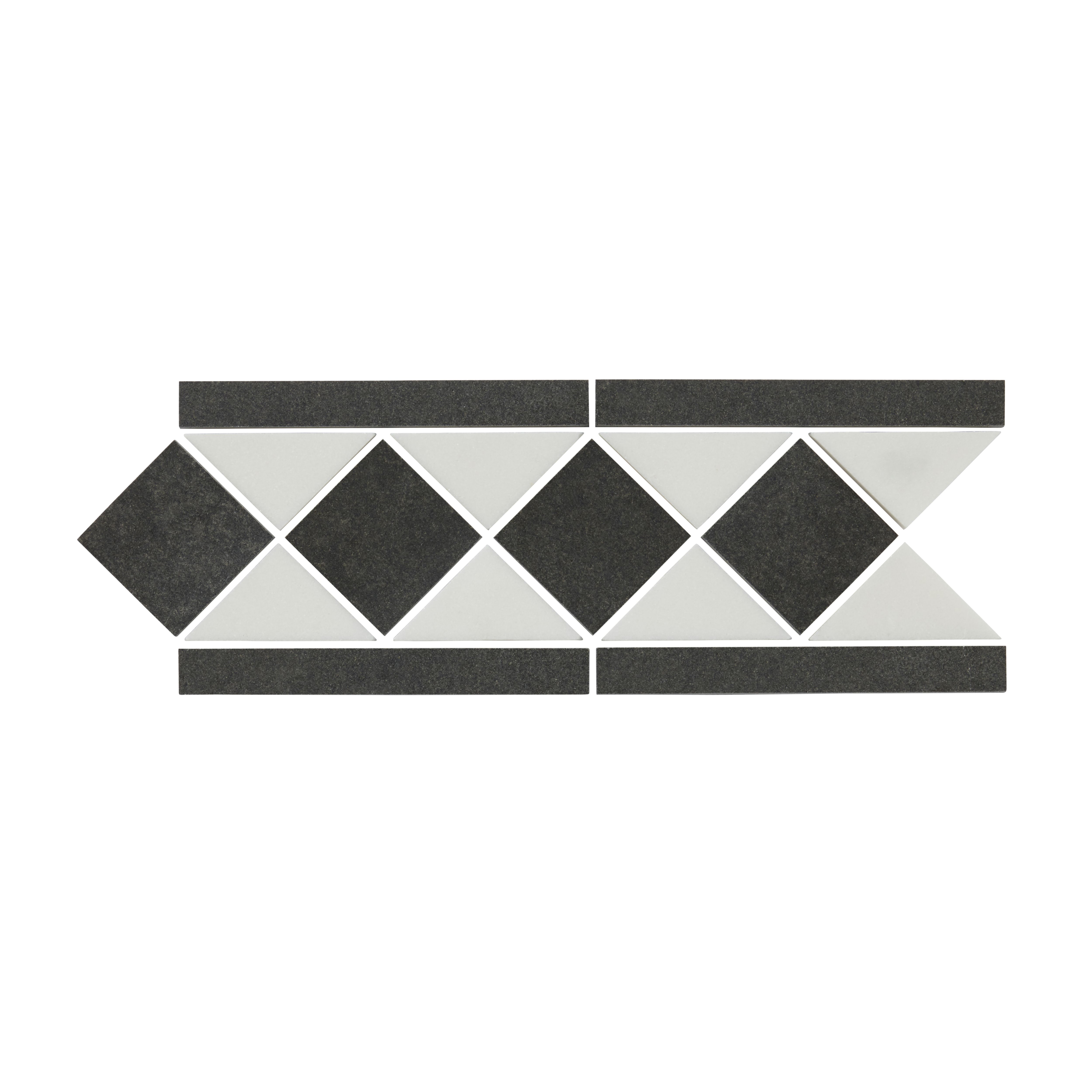 Chikago Black & white Natural stone Border tile
