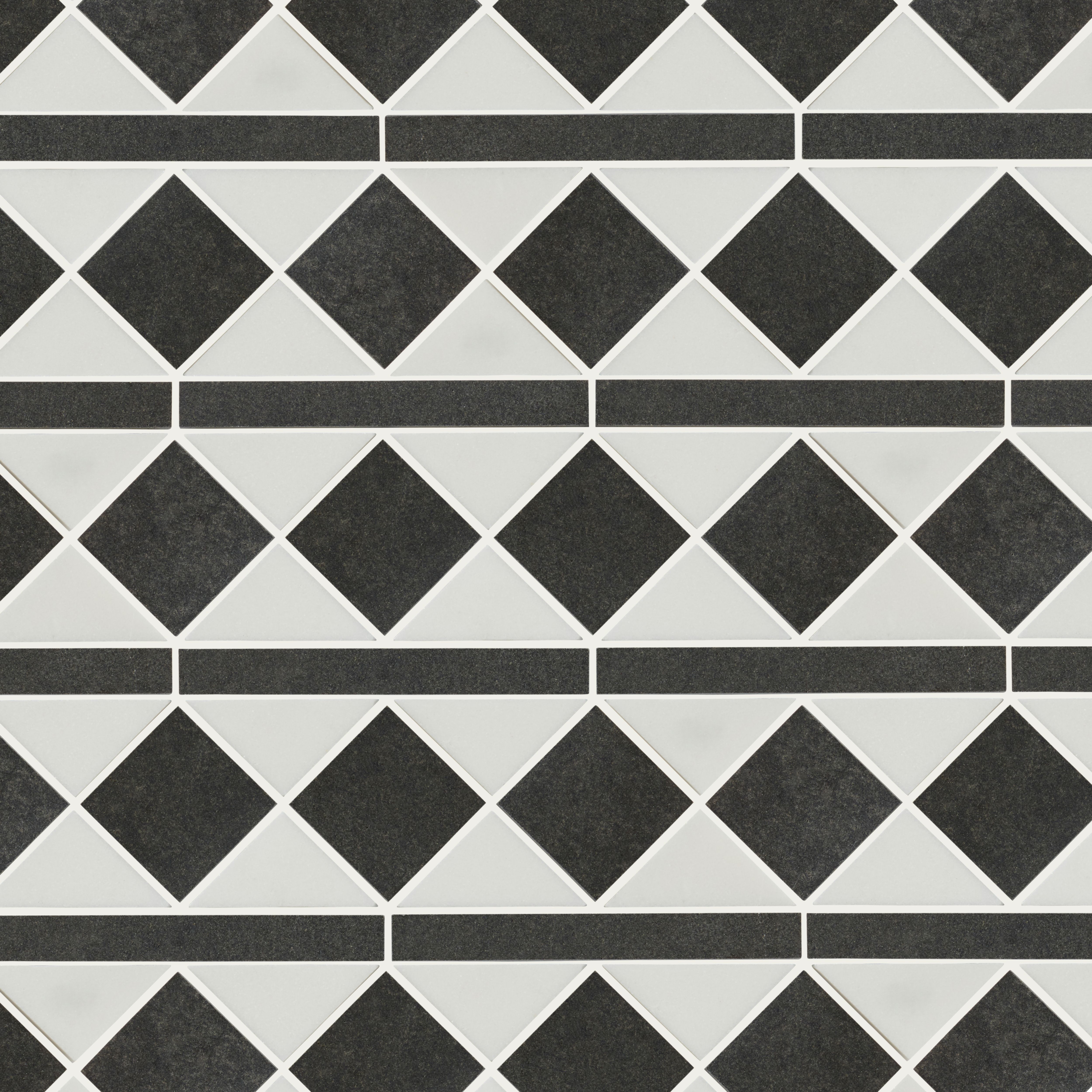 Chikago Black & white Natural stone Border tile - 3
