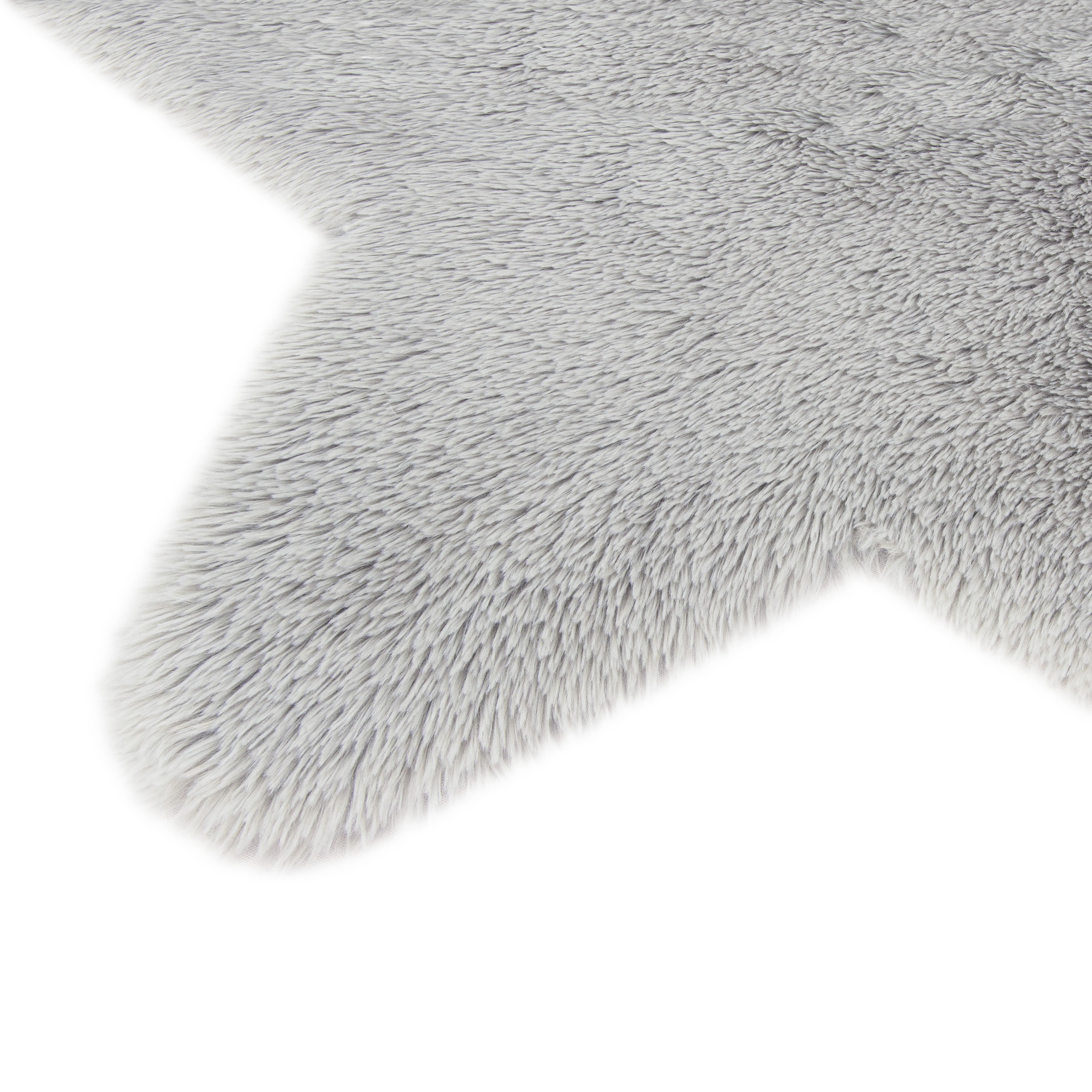 Children's Grey Star Fur effect Small Rug, (L)70cm x (W)70cm