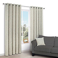 Christa Limestone Plain Lined Eyelet Curtains (W)167cm (L)183cm, Pair