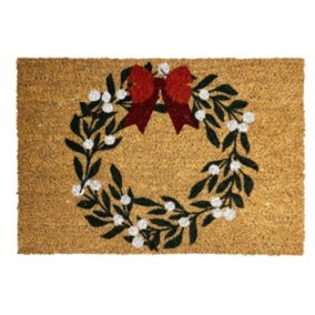 Christmas Multicolour Mistletoe Door mat, 57cm x 40cm