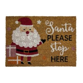 Christmas Multicolour Santa Stop Here Door mat, 57cm x 40cm