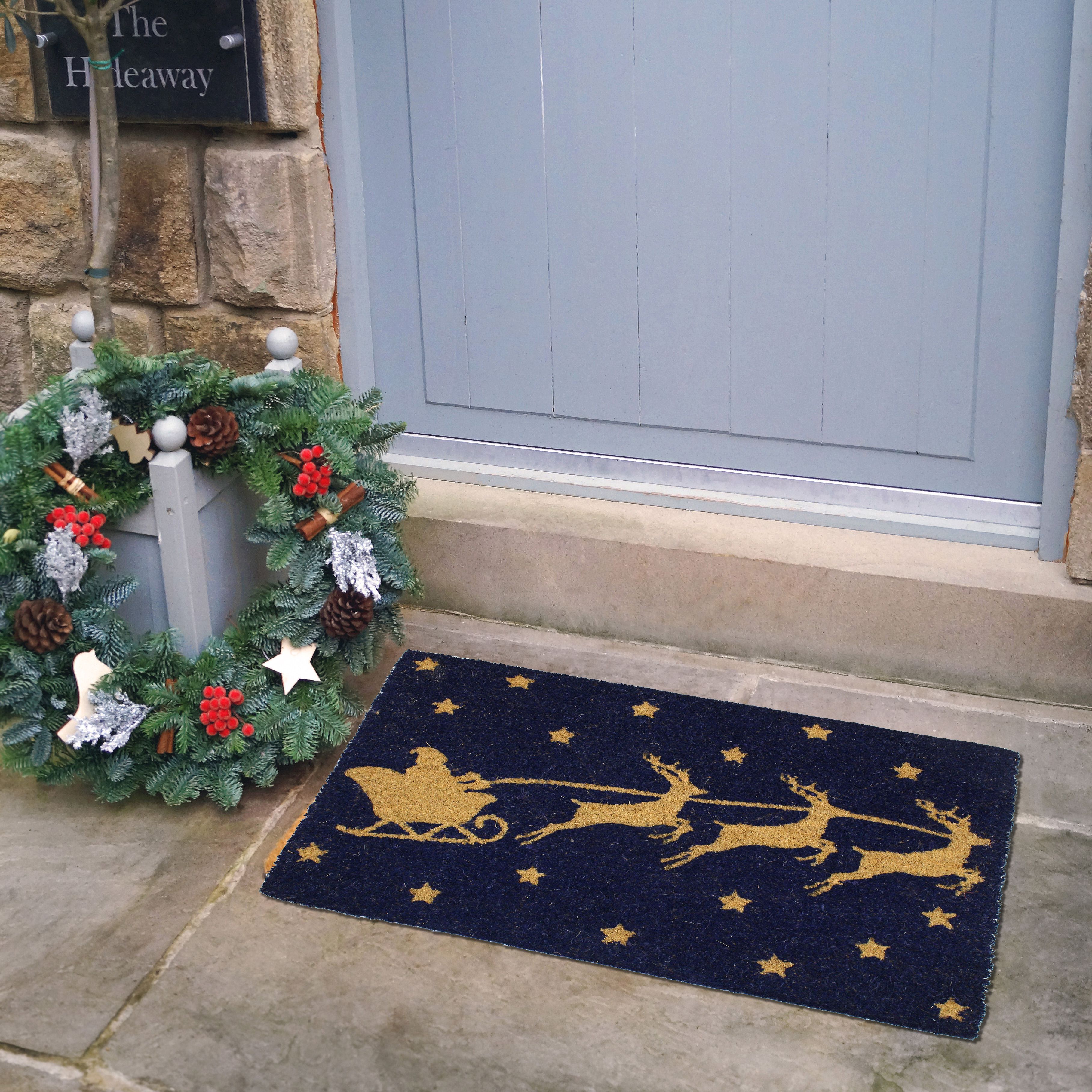 Christmas Multicolour Santas Sleigh Door mat, 40cm x 58cm