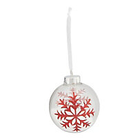 Christmas vacation Red Glitter effect Snowflake Bauble