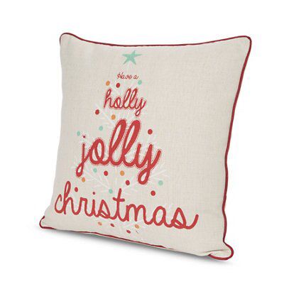 Christmas Words Natural Red Cushion Diy At B Q