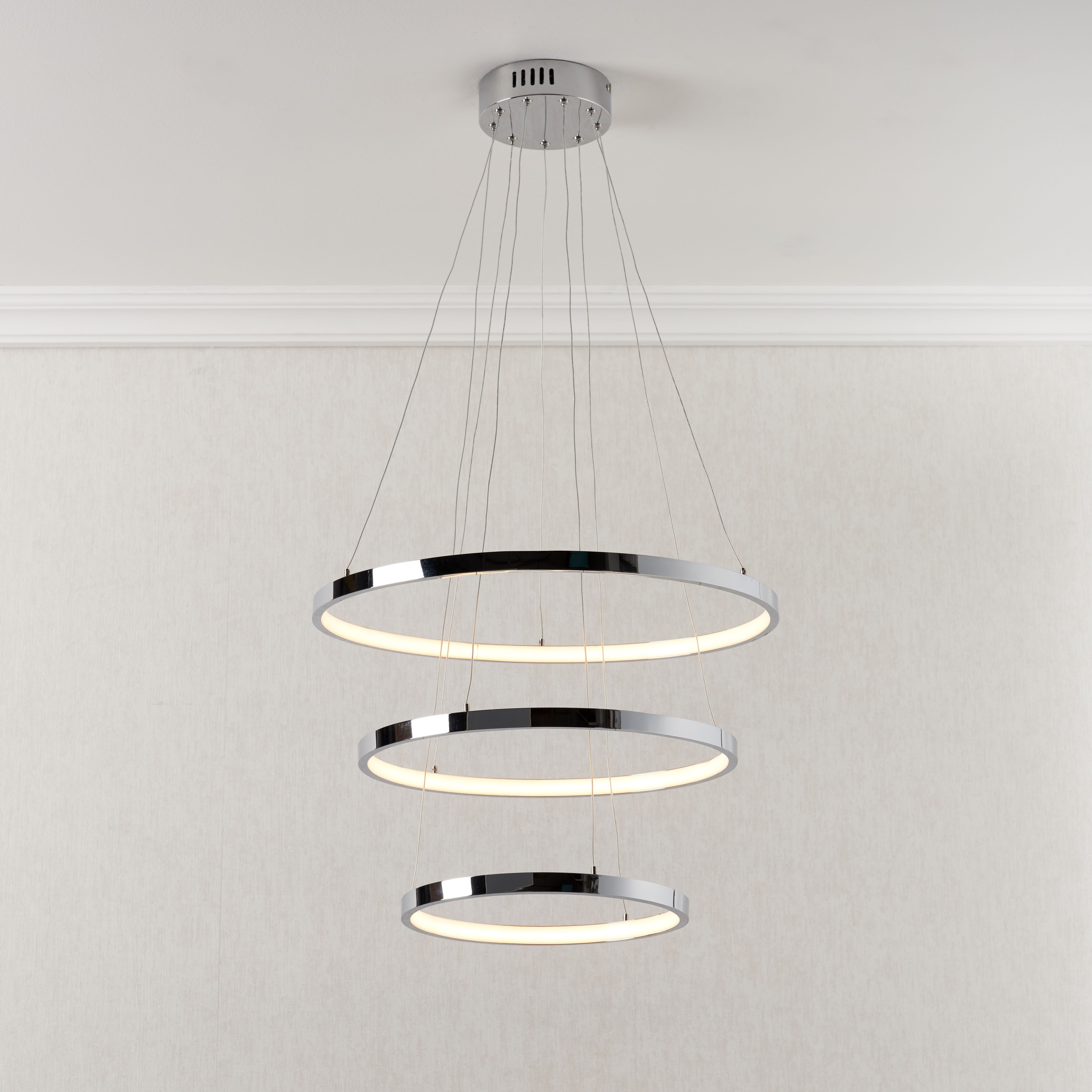 Chrome Effect 3 Lamp LED Pendant Ceiling Light, (Dia)512mm | DIY At B&Q