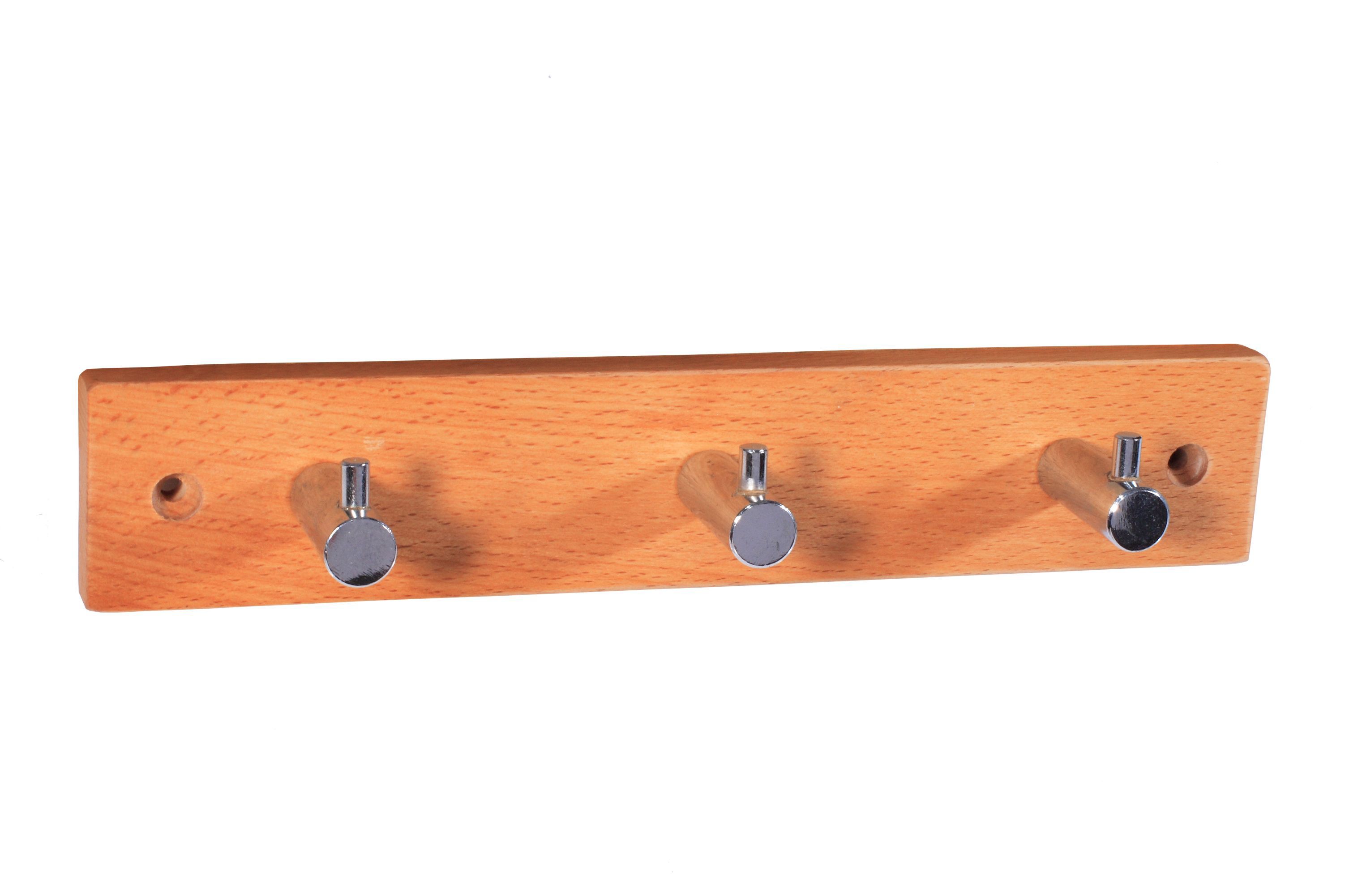 Chrome effect Beech 3 Hook rail (L)220mm (H)40mm