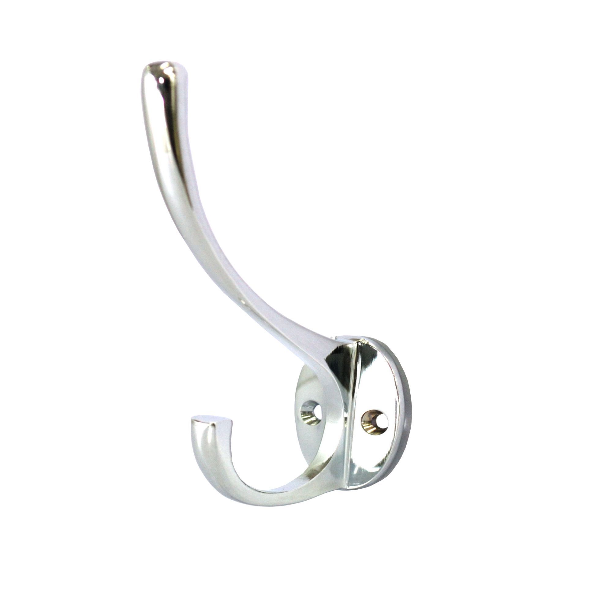 Chrome effect Brass Double Hook (H)29mm (W)58mm | DIY at B&Q