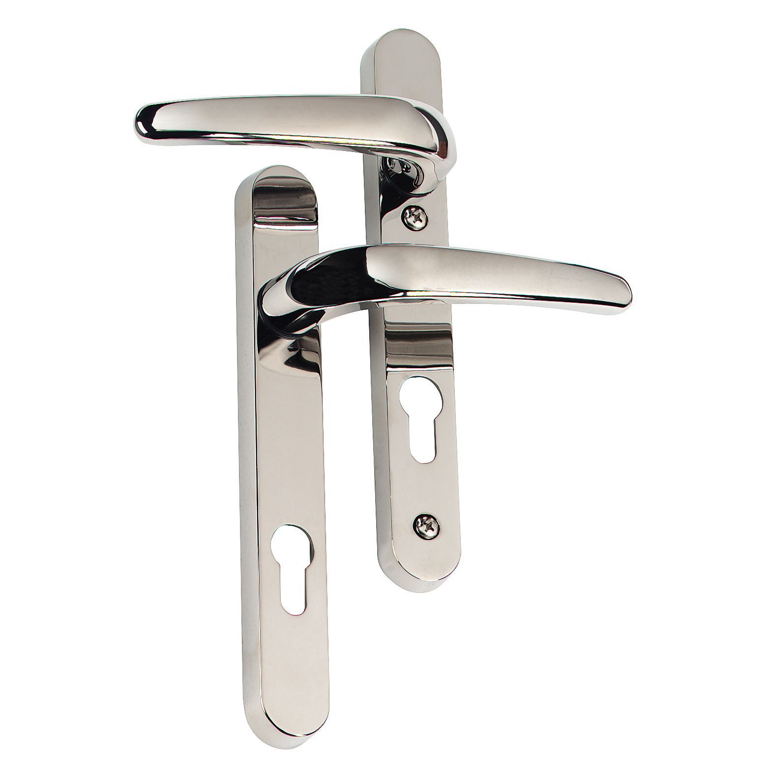 Chrome effect External Straight Lock Door handle, Set DIY at B&Q