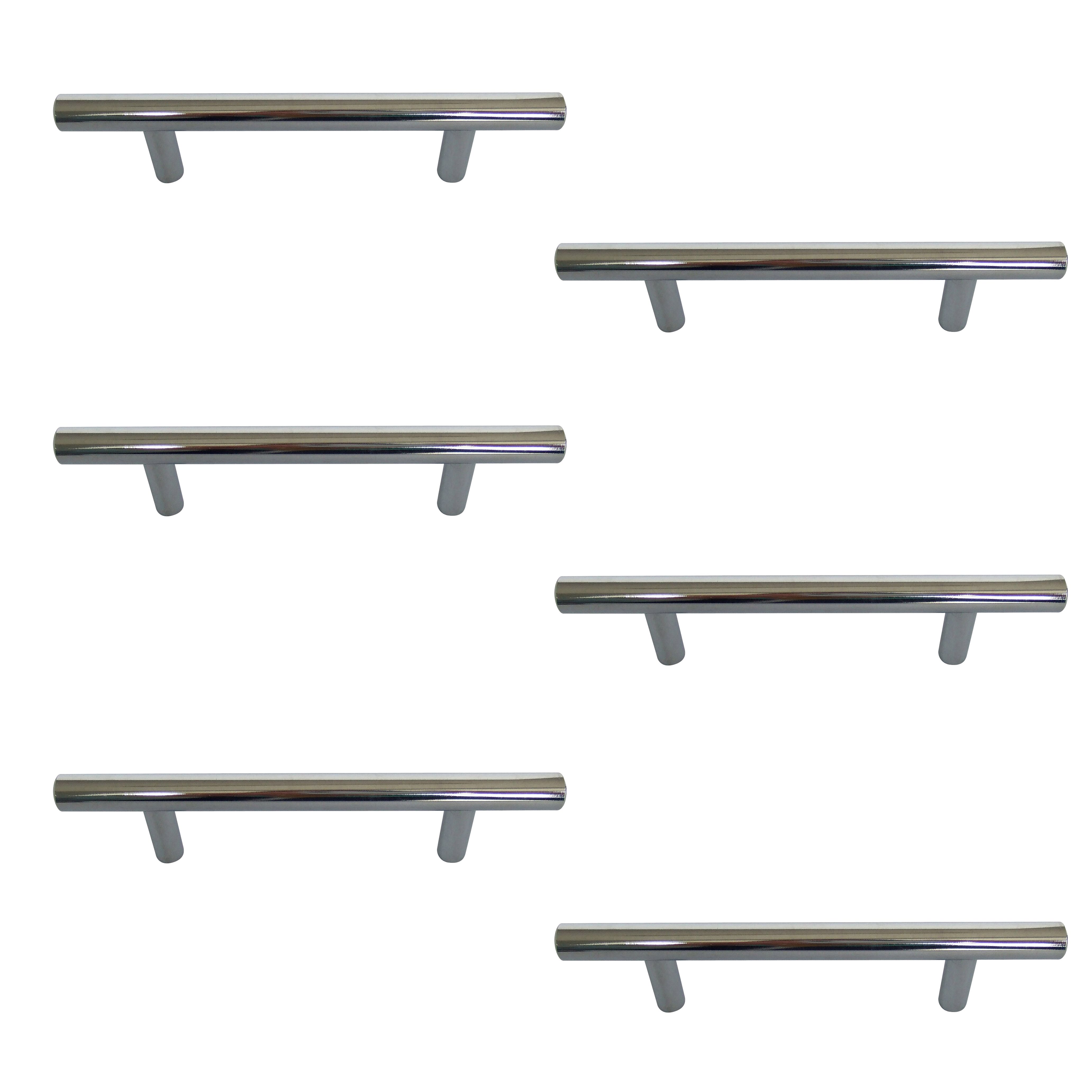 Chrome effect Furniture Bar Handle (L)18.6cm (D)128mm, Pack of 6