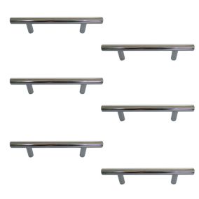 Chrome effect Furniture Bar Handle (L)18.6cm (D)128mm, Pack of 6