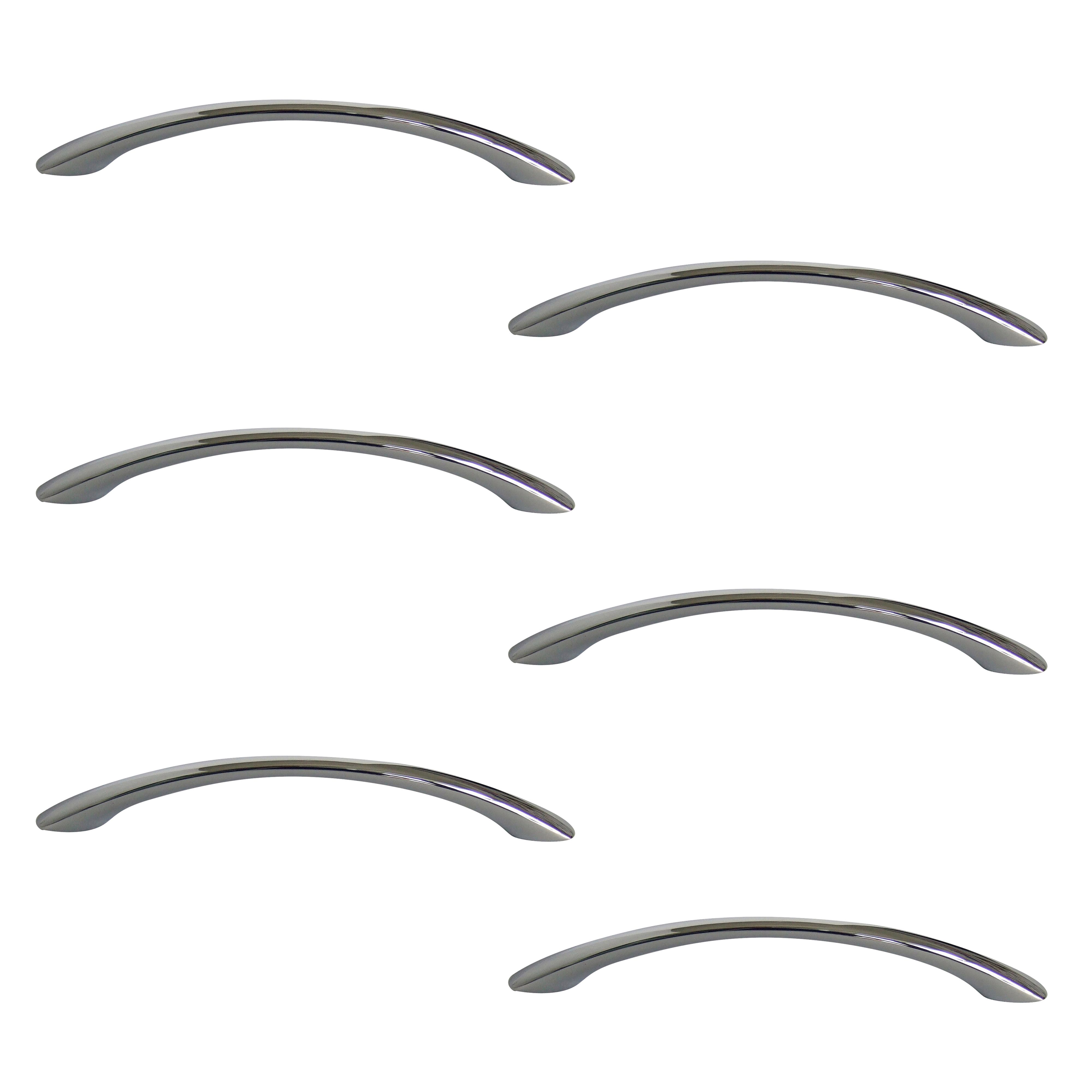 Chrome effect Furniture Bow Handle (L)12.8cm (D)49mm, Pack of 6