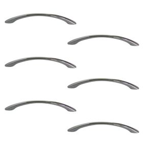 Chrome effect Furniture Bow Handle (L)12.8cm (D)49mm, Pack of 6