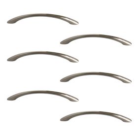 Chrome effect Furniture Bow Handle (L)9.6cm (D)26mm, Pack of 6