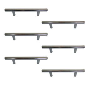 Chrome effect Furniture Handle (L)15.5cm, Pack of 6