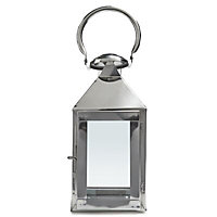 Chrome effect Glass & metal Lantern, Small